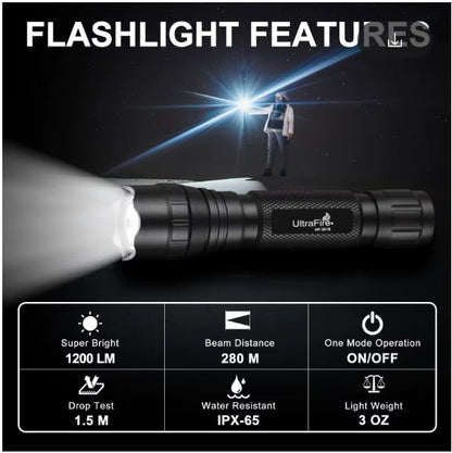 UltraFire WF-501B Tactical Flashlight – 1200 Lumen LED Police Torch, Rechargeable Military Lamp for Duty Belt