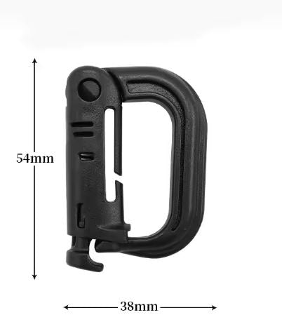 Set of 3 Tactical MOLLE D-Ring Carabiners - Durable Multipurpose Clips