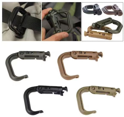 Set of 3 Tactical MOLLE D-Ring Carabiners - Durable Multipurpose Clips